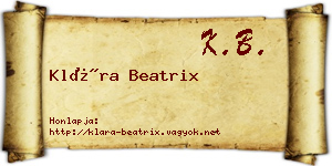 Klára Beatrix névjegykártya